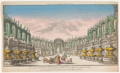 Vista do jardim de Circe
Decoration de théatre, representant les jardins de Circe (título sobre o objecto) de Jacques Gabriel Huquier