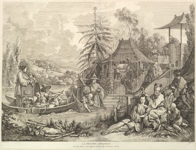 La pesche chinoise Pesca Chinesa, de Chinoiseries, após 1743. de Jacques Gabriel Huquier