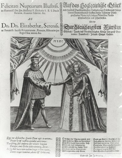 Um panfleto sobre o casamento de Frederico V, Eleitor Palatino e Princesa Isabel da Inglaterra, 1613 de Jacques Granthomme