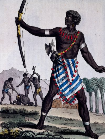Anzikos warrior, África, gravura da Enciclopédia das Viagens de Jacques Grasset de Saint Sauveur