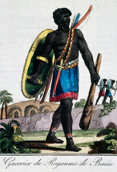 Guerreiro da África do Benin, gravura da Enciclopédia Viajante de Jacques Grasset de Saint Sauveur