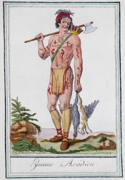 Homme acadien - in "Encyclopedia of travels" de Grasset St Sauveur, ed. 1796 de Jacques Grasset de Saint Sauveur