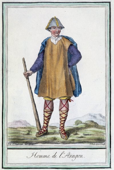 Homem de Aragão (Espanha) - na "Encyclopedia of Travels" de Grasset St Sauveur, ed. 1796 de Jacques Grasset de Saint-Sauveur