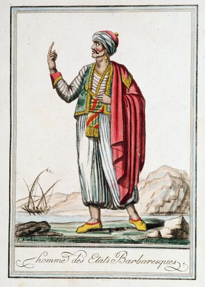 Homem dos Estados Bárbaros, "Encyclopedie of Voyages" de J. Grasset Saint-Sauveur (Saint Sauveur) de Jacques Grasset de Saint Sauveur