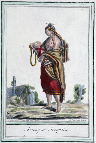 Sauvagesse iroquoise - na "Enciclopédia das viagens" de Grasset St Sauveur, Paris de Jacques Grasset de Saint-Sauveur