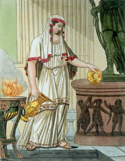 Vestal virgem, ilustração de &39;L&39;Antique Roma&39;, gravada por Labrousse, publicada em 1796 de Jacques Grasset de Saint Sauveur
