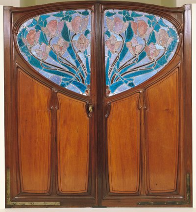 Porta dupla, concebida por Jacques Gruber (1870-1936), Emile Andre (1880-1941) e Eugene Vallin (1856-1922) para Vaxelaire et Cie de Jacques Gruber