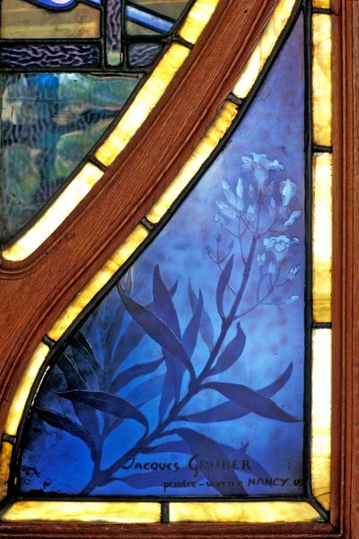 Nancy (departamento 54), Art Nouveau, Câmara de Comércio e Indústria, Janelas de vidro manchado por Jacques Gruber (1870-1936) - Assinatura de Jacques Gruber