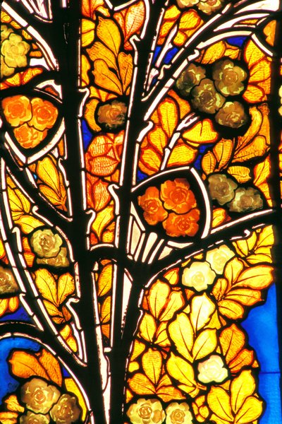 Nancy (departamento 54), Art Nouveau, Hotel Bergeret, Stained glass de Jacques Gruber (1870-1936) "rosas e gaivotas". de Jacques Gruber