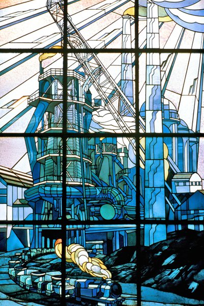 Nancy (departamento 54), Art Nouveau, Janelas de vidro manchado por Jacques Gruber (1870-1936), na sede da Pont a Mousson, av. de la liberation de Jacques Gruber
