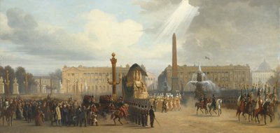 A carruagem fúnebre de Napoleão atravessa a Place de la Concorde, 15 de dezembro de 1840, 1844 de Jacques Guiaud