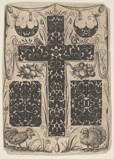 Cruz Latina com Aves e Motivos Menores, ca. 1614-19. de Jacques Hurtu