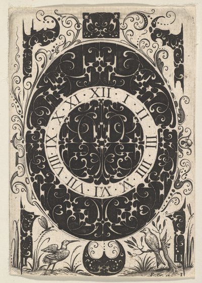 Caixa de relógio oval com pássaros e motivos menores, ca. 1614-19. de Jacques Hurtu