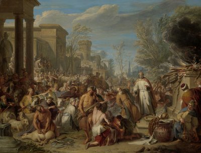 Jeroboão sacrificando aos ídolos A idolatria de Jeroboão de Jacques Ignatius de Roore
