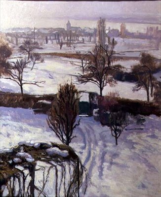 Vista de Genebra no Inverno (óleo a bordo) de Jacques Jacobi