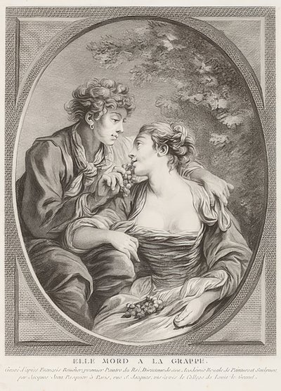 Elle mord à la grappe (ela morre pela uva). 1768 de Jacques Jean Pasquier