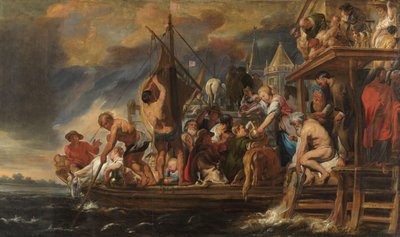 Um Ferry parte enquanto São Pedro encontra uma moeda na boca de um peixe de Jacques Jordaens