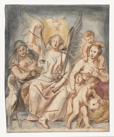 Justiça, sentada entre a Fé e o Amor de Jacques Jordaens