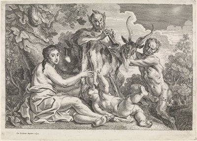 A criança Júpiter é alimentada pela cabra Amalthea de Jacques Jordaens