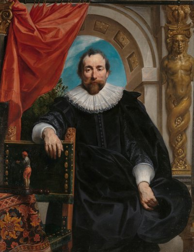 Retratos de Rogier Le Witer e sua esposa, Catharina Behaghel Retrato de Rogier Le Witer, comerciante em Antuérpia de Jacques Jordaens