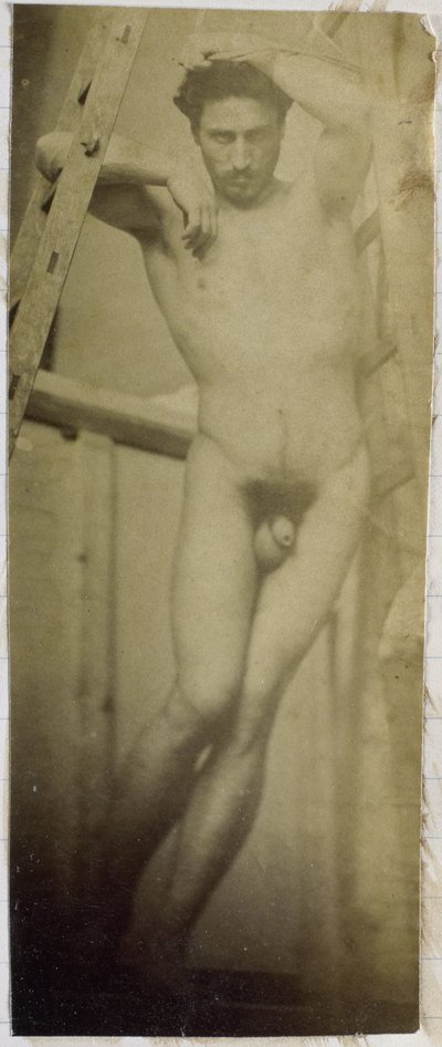 Estudo de um modelo masculino nu suspenso num andaime de madeira, no estúdio de Jacques de Lalaing de Jacques Lalaing (attributed to)