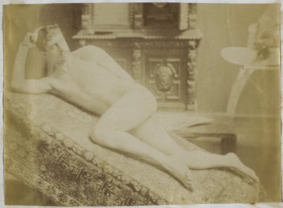 Estudo de um modelo nu masculino, reclinável, no estúdio de Jacques de Lalaing de Jacques Lalaing (attributed to)