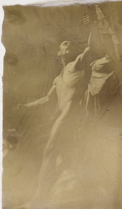 Estudo de um modelo nu masculino em um andaime, visto de baixo, na oficina de Jacques de Lalaing de Jacques Lalaing (attributed to)