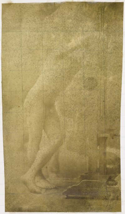 Estudo de um modelo nu masculino, de pé e encostado a um cavalete, no estúdio de Jacques de Lalaing de Jacques Lalaing (attributed to)