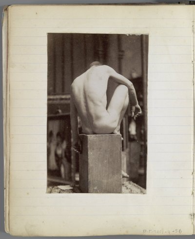 Estudo de um modelo nu masculino, sentado e visto de trás, no estúdio de Jacques de Lalaing de Jacques Lalaing (attributed to)