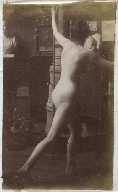 Estudo de uma modelo feminina nua, vista por trás, no estúdio de Jacques de Lalaing de Jacques Lalaing (attributed to)