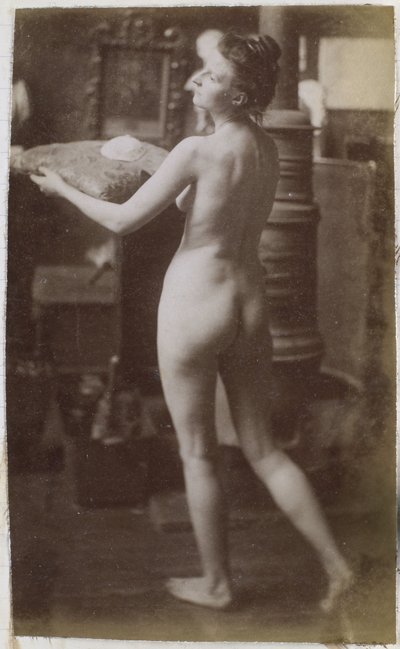 Estudo de uma modelo feminina nua, vista de trás num ângulo, no estúdio de Jacques de Lalaing de Jacques Lalaing (attributed to)