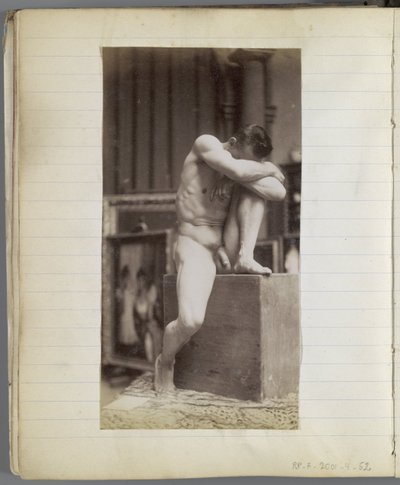 Estudo de um modelo nu masculino sentado no estúdio de Jacques de Lalaing de Jacques Lalaing (attributed to)