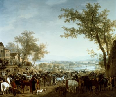 Mercado de cavalos em Gaillard de Jacques Laurent Agasse