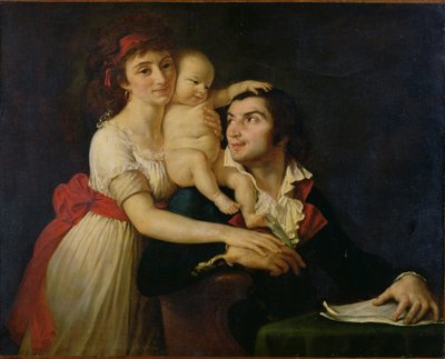 Camille Desmoulins (1760-94), sua esposa Lucile (1771-94) e seu filho Horace-Camille (1792-1825) c.1792 (óleo sobre tela) de Jacques Louis (workshop of) David