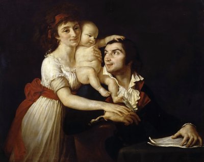 Camille Desmoulins com sua esposa Lucile e filho de Jacques Louis David