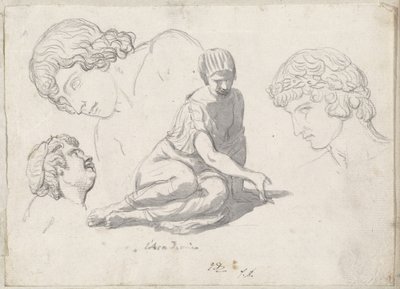 Lançador de dados e outros estudos sobre esculturas antigas de Jacques Louis David