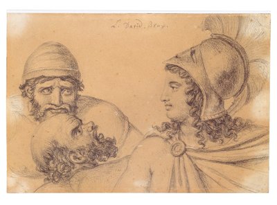 Neerlandês: Guerreiro com capacete e dois homens barbudos Guerreiro com capacete e dois homens barbudos de Jacques Louis David