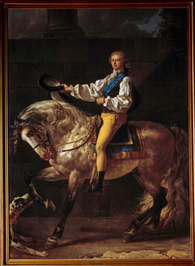 Retrato equestre do Conde Stalislas Potocki (1755 - 1821). Pintura de Jacques Louis David (1748 - 1825) de Jacques Louis David