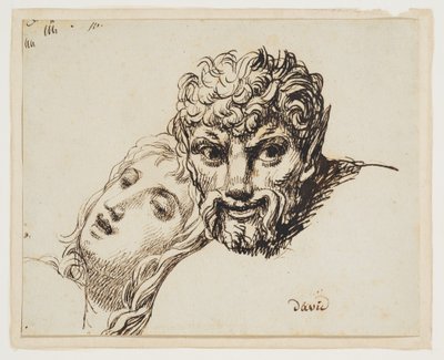 Cabeças de um fauno e de uma mulher reclinada de Jacques Louis David