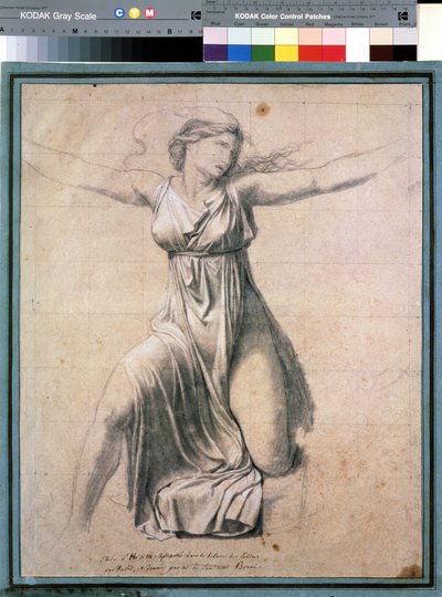 Hersilia (Hersilie)" : representação de um dos Sabines que se interpõe entre Rómulo e Tátio, rei dos Sabines. Estudo para o quadro "The Sabines" Drawing de Jacques Louis David (1748-1825) 1795-1798 Moscovo. Museu de Belas Artes Pushkin de Jacques Louis David
