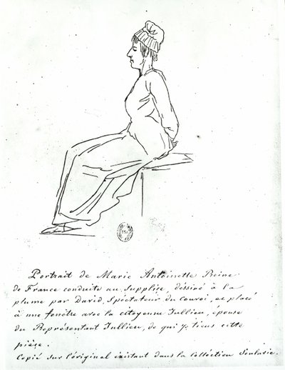 Maria Antonieta (1755-93) a caminho de sua execução, 1793 de Jacques Louis David
