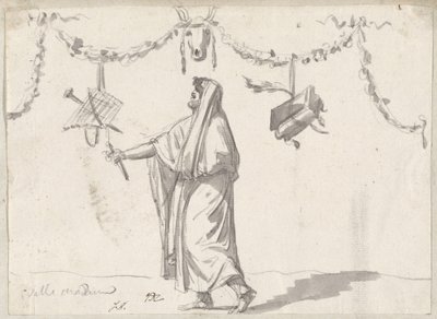 Ornamento com um homem barbudo em vestido antigo de Jacques Louis David