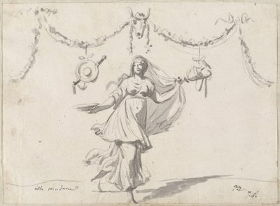 Ornamento com uma mulher de vestido antigo de Jacques Louis David