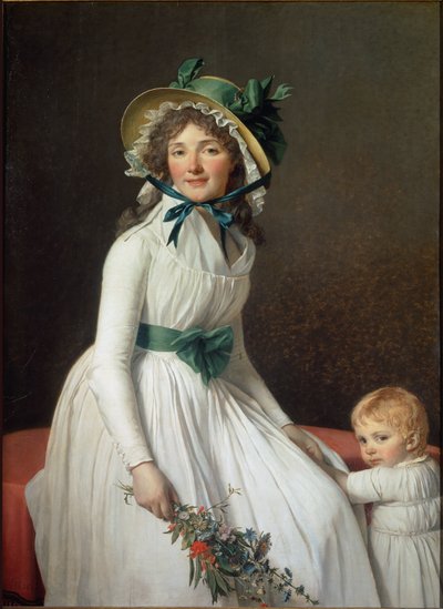 Retrato de Madame Seriziat, irmã da mulher da artista com o filho Emile - óleo sobre tela de Jacques Louis David