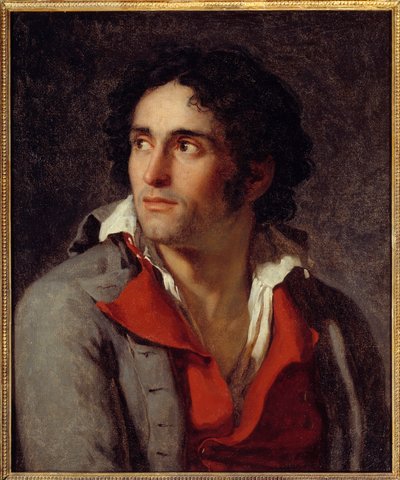 Retrato presumido do geolier do pintor Jacques Louis David permaneceu na prisão após a queda de Robespierre em 1794. Pintura atribuída a Jacques Louis David (1748-1825) 1795 aproximadamente. Sol. 0,54x0,46 m Rouen, musee des Beaux Arts de Jacques Louis David