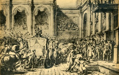 Recepção do imperador e da imperatriz no Hôtel de Ville, Paris, c1804, 1921. de Jacques Louis David
