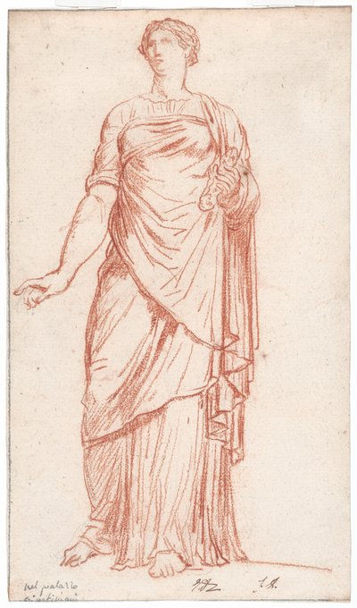 Estátua da Flora vista de frente, no Palazzo Giustiniani, Roma de Jacques Louis David