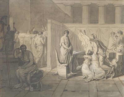 Estudo para os lictores que trazem a Brutus os corpos de seus filhos, 1787. de Jacques Louis David