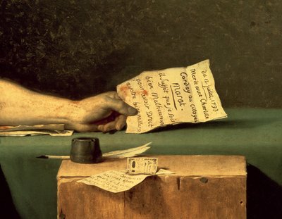 A morte de Marat (detalhe), 1793 de Jacques Louis David