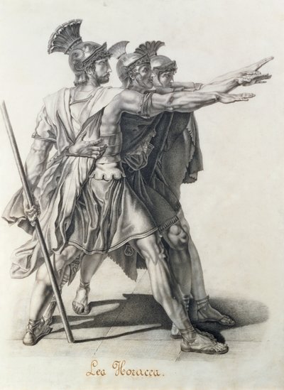 O juramento dos Horatii, detalhe do Horatii (lápis) de Jacques Louis David